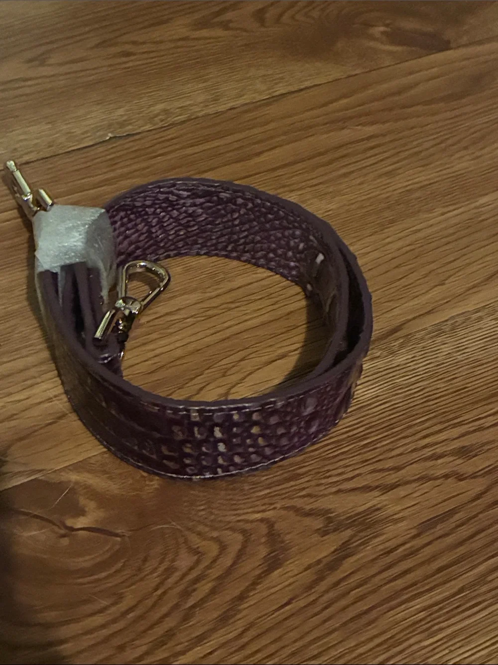 BRAHMIN Purple Textured Leather purse Strap w gold clasps - NEW